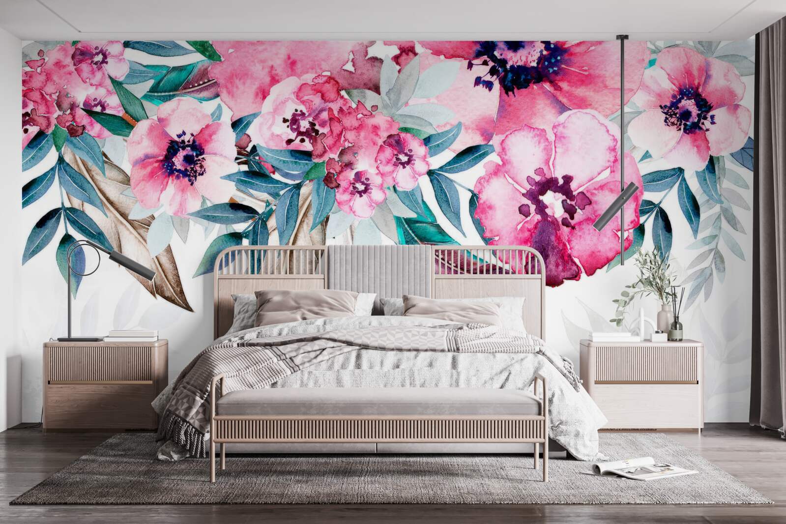 Фотошпалери квіти, пофарбовані у відтінки рожевого