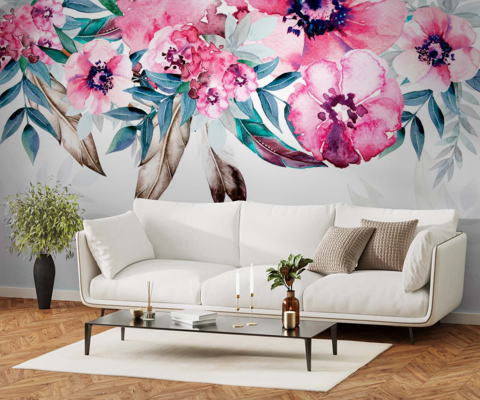 Фотошпалери квіти, пофарбовані у відтінки рожевого