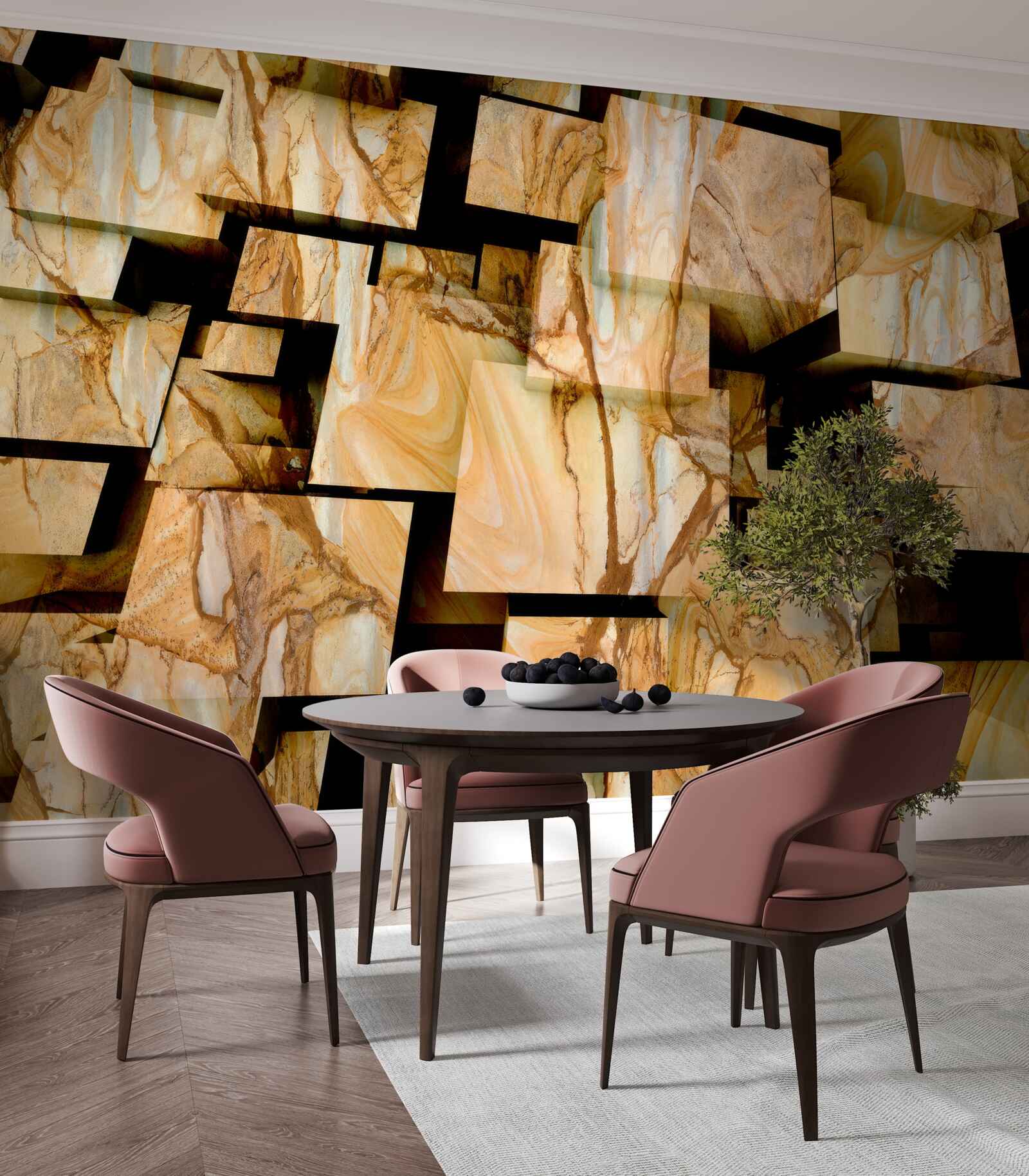 Фотошпалери тривимірні коричневі квадрати