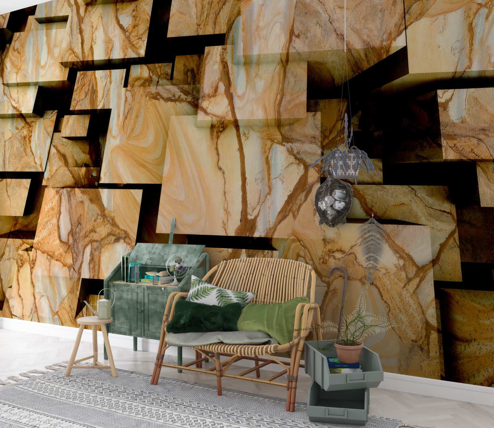 Фотошпалери тривимірні коричневі квадрати