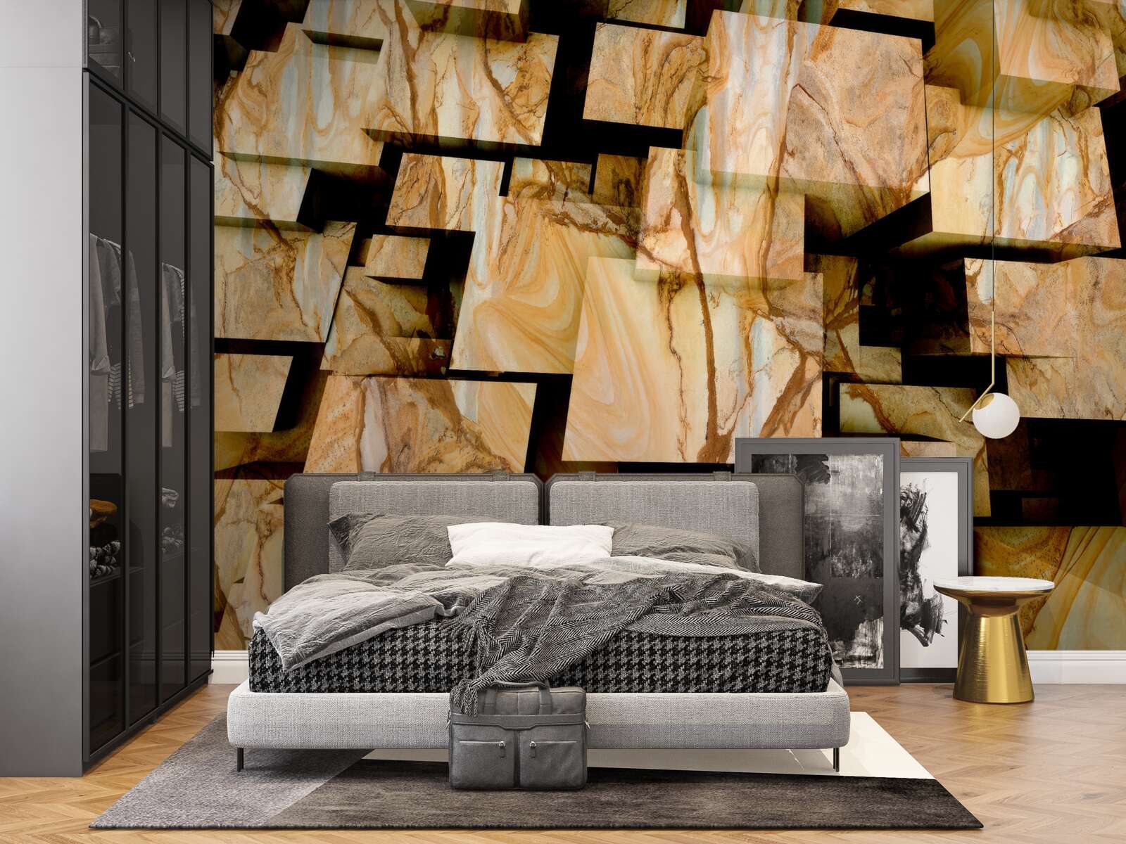 Фотошпалери тривимірні коричневі квадрати