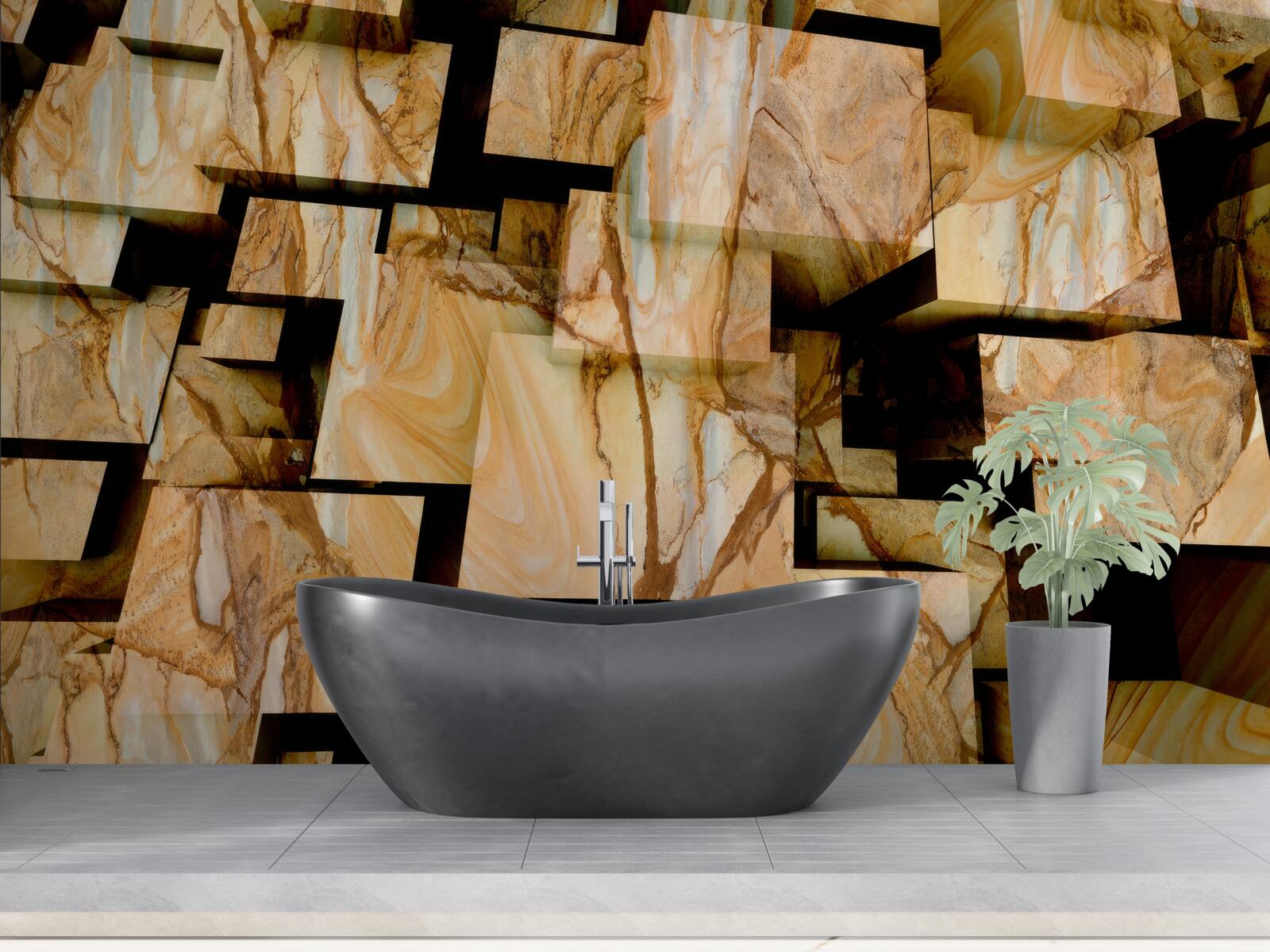 Фотошпалери тривимірні коричневі квадрати