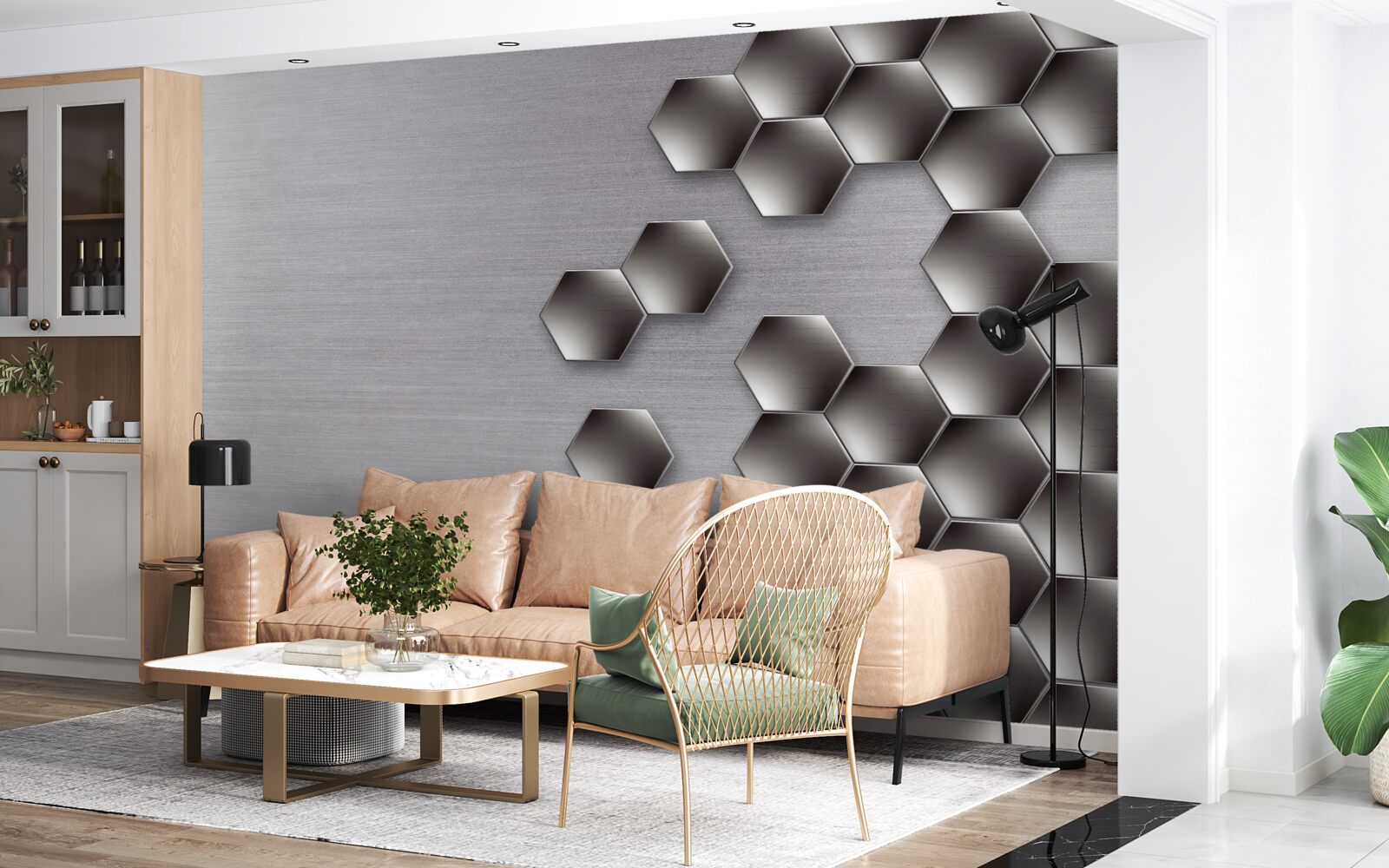 Фотошпалери маленькі чорні шестикутники