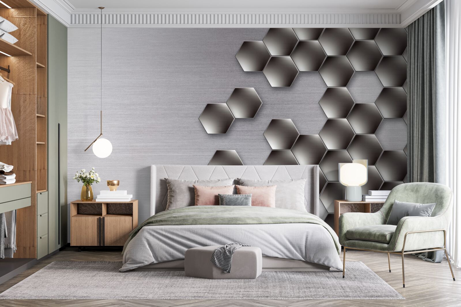 Фотошпалери маленькі чорні шестикутники