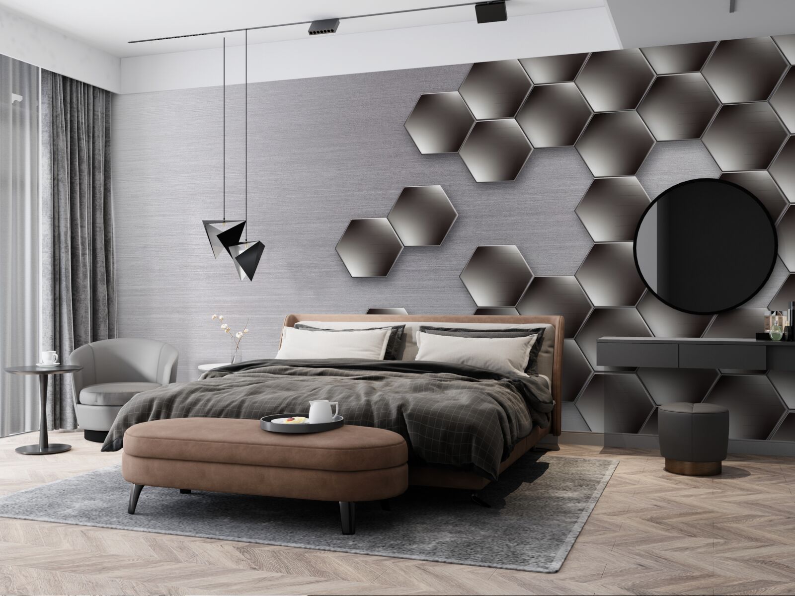 Фотошпалери маленькі чорні шестикутники