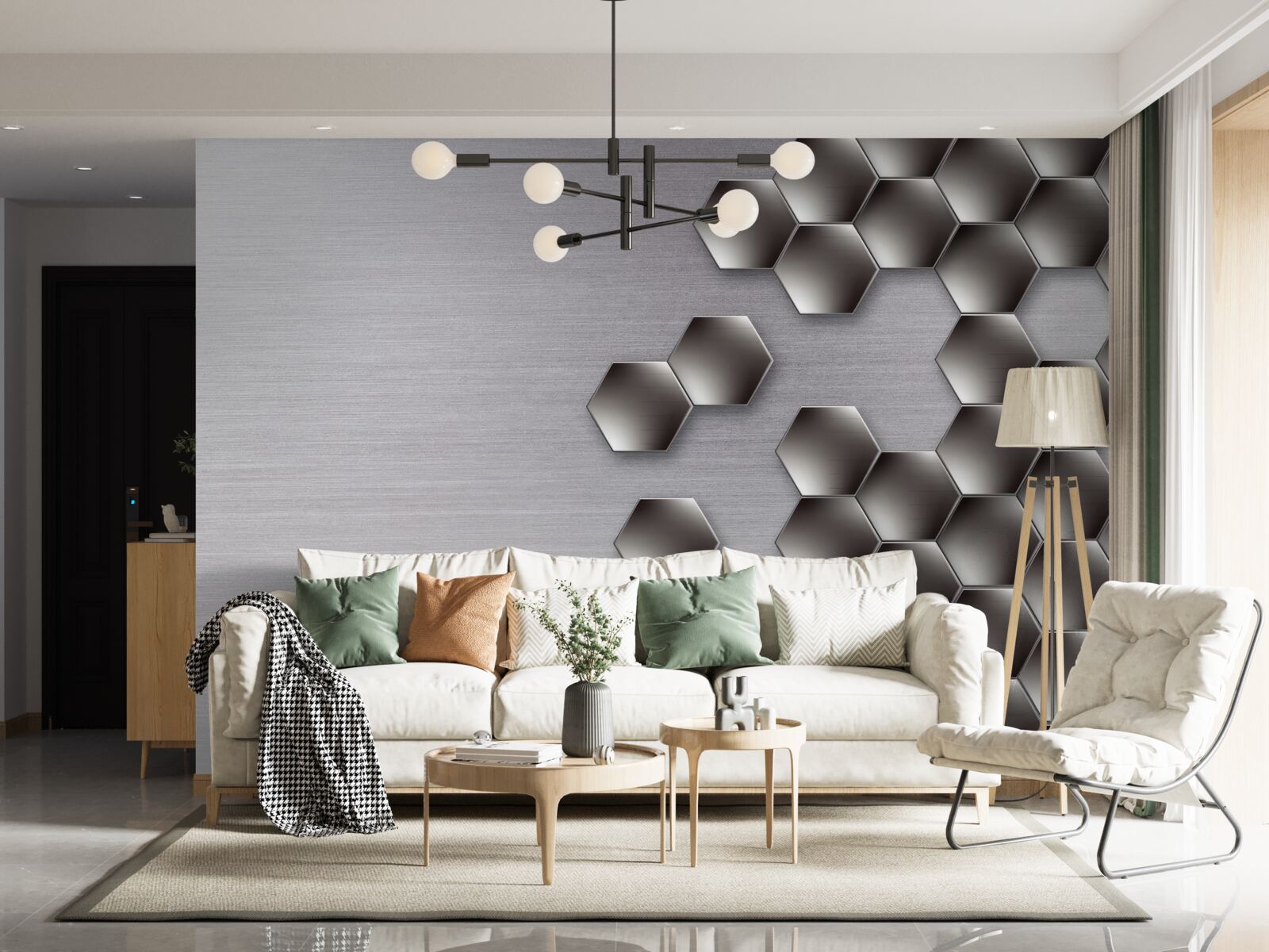 Фотошпалери маленькі чорні шестикутники