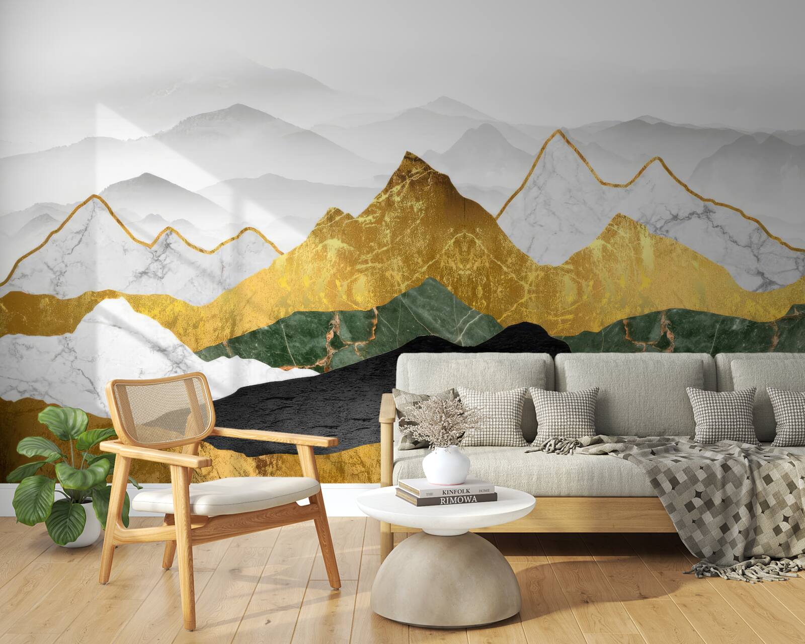 Фотошпалери смуги різних кольорів на мармуровому тлі