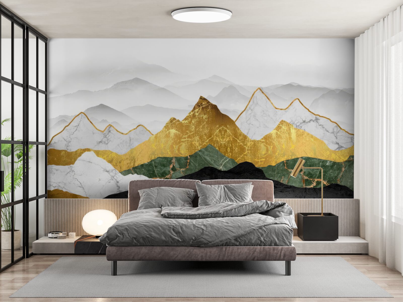 Фотошпалери смуги різних кольорів на мармуровому тлі