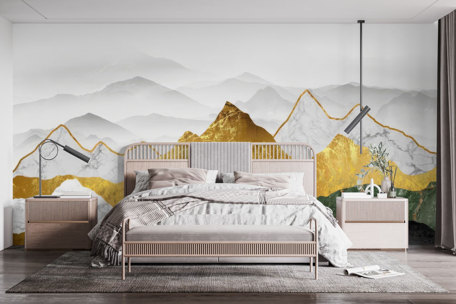 Фотошпалери смуги різних кольорів на мармуровому тлі