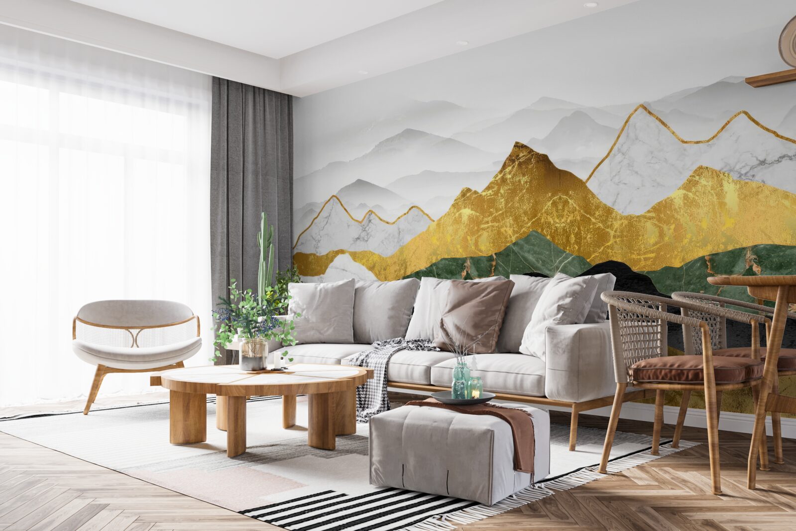 Фотошпалери смуги різних кольорів на мармуровому тлі