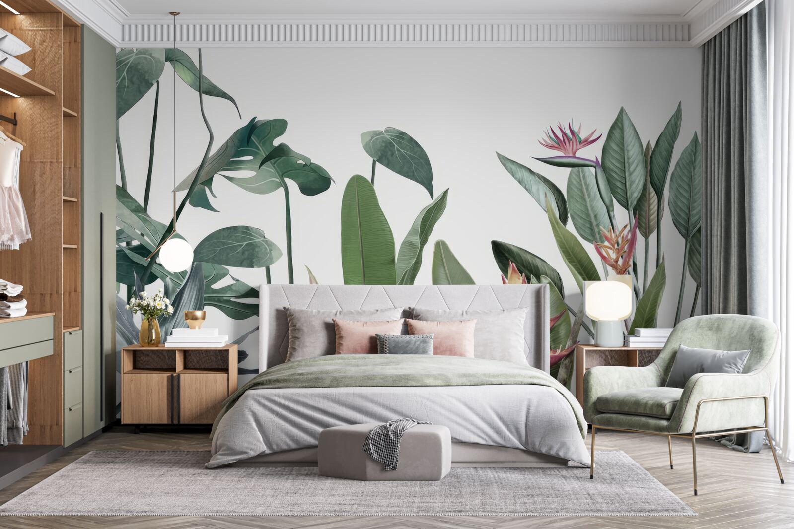 Фотошпалери листя різних тропічних рослин