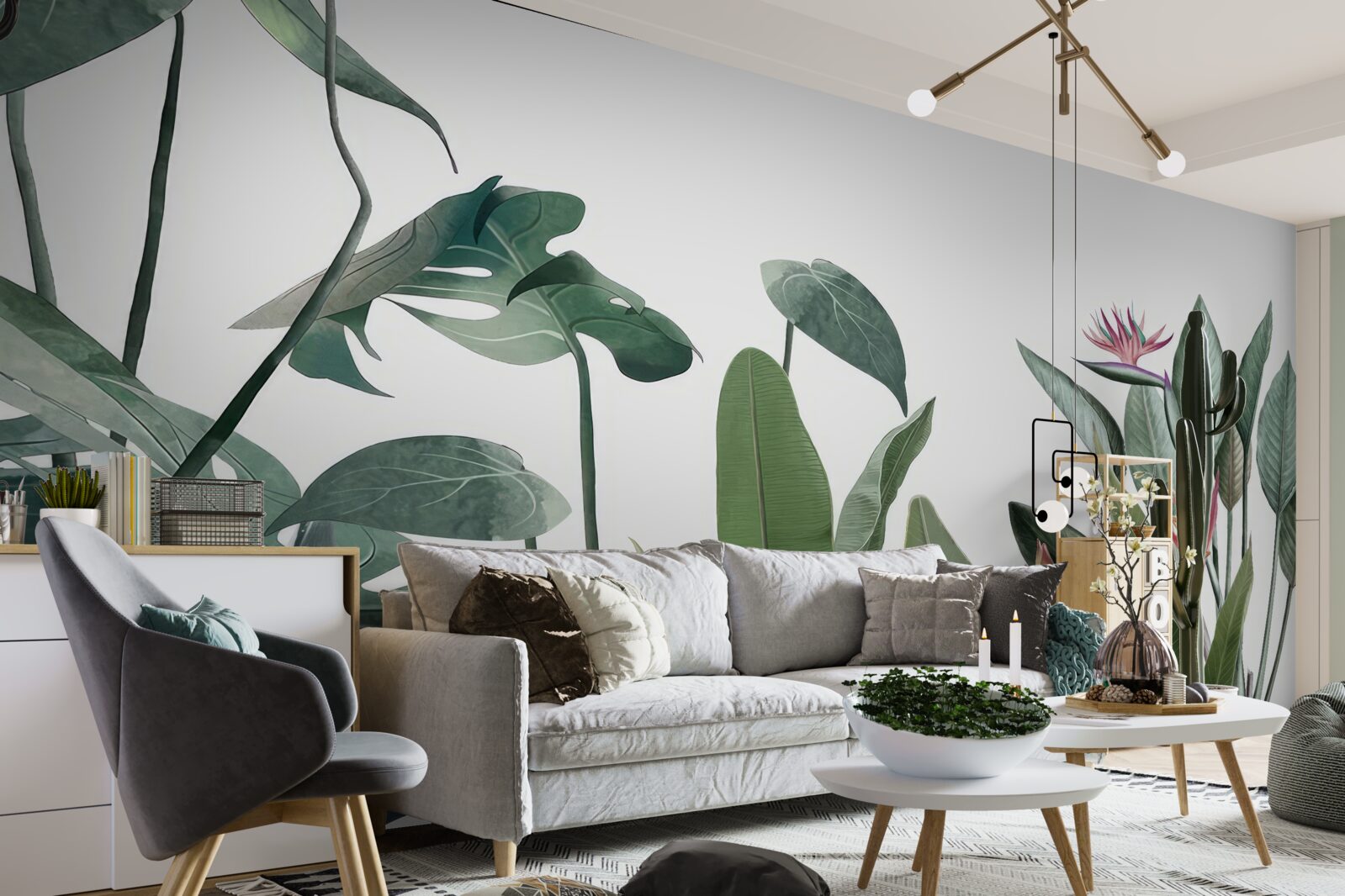 Фотошпалери листя різних тропічних рослин