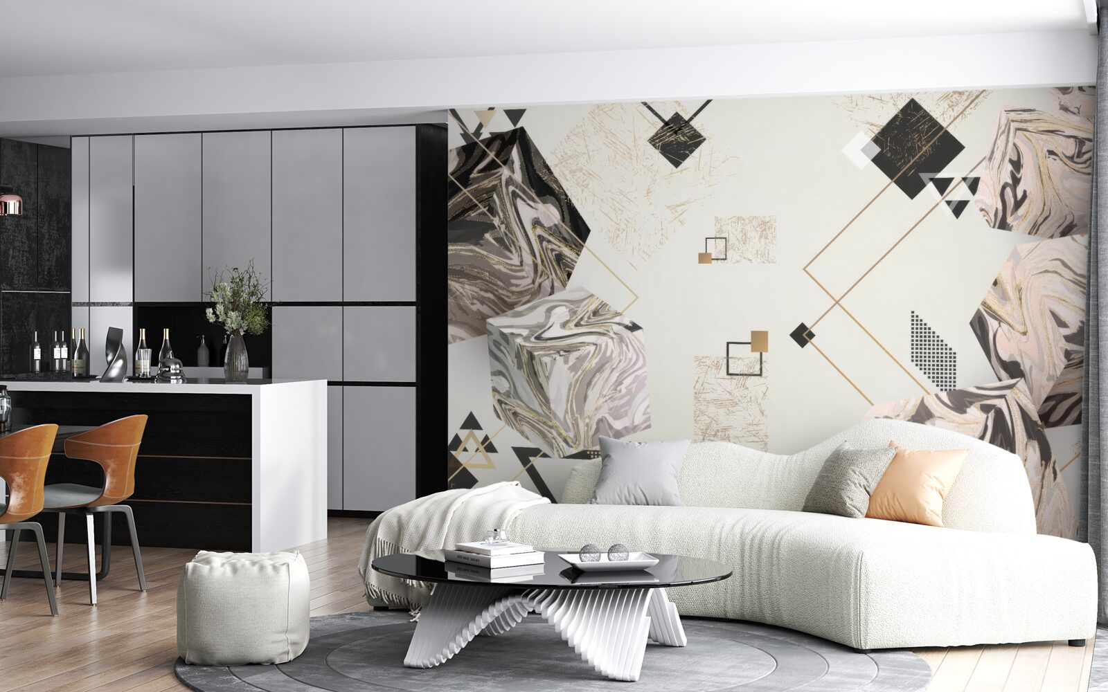 Фотошпалери смугасті кубики з 3d ефектом