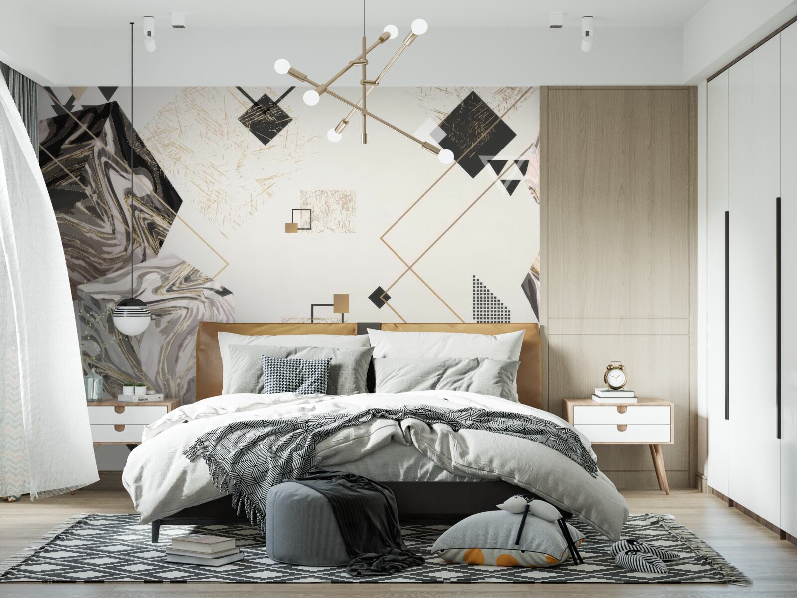 Фотошпалери смугасті кубики з 3d ефектом