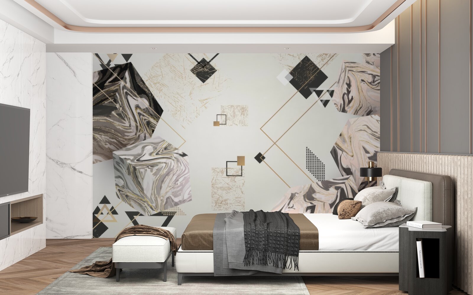 Фотошпалери смугасті кубики з 3d ефектом