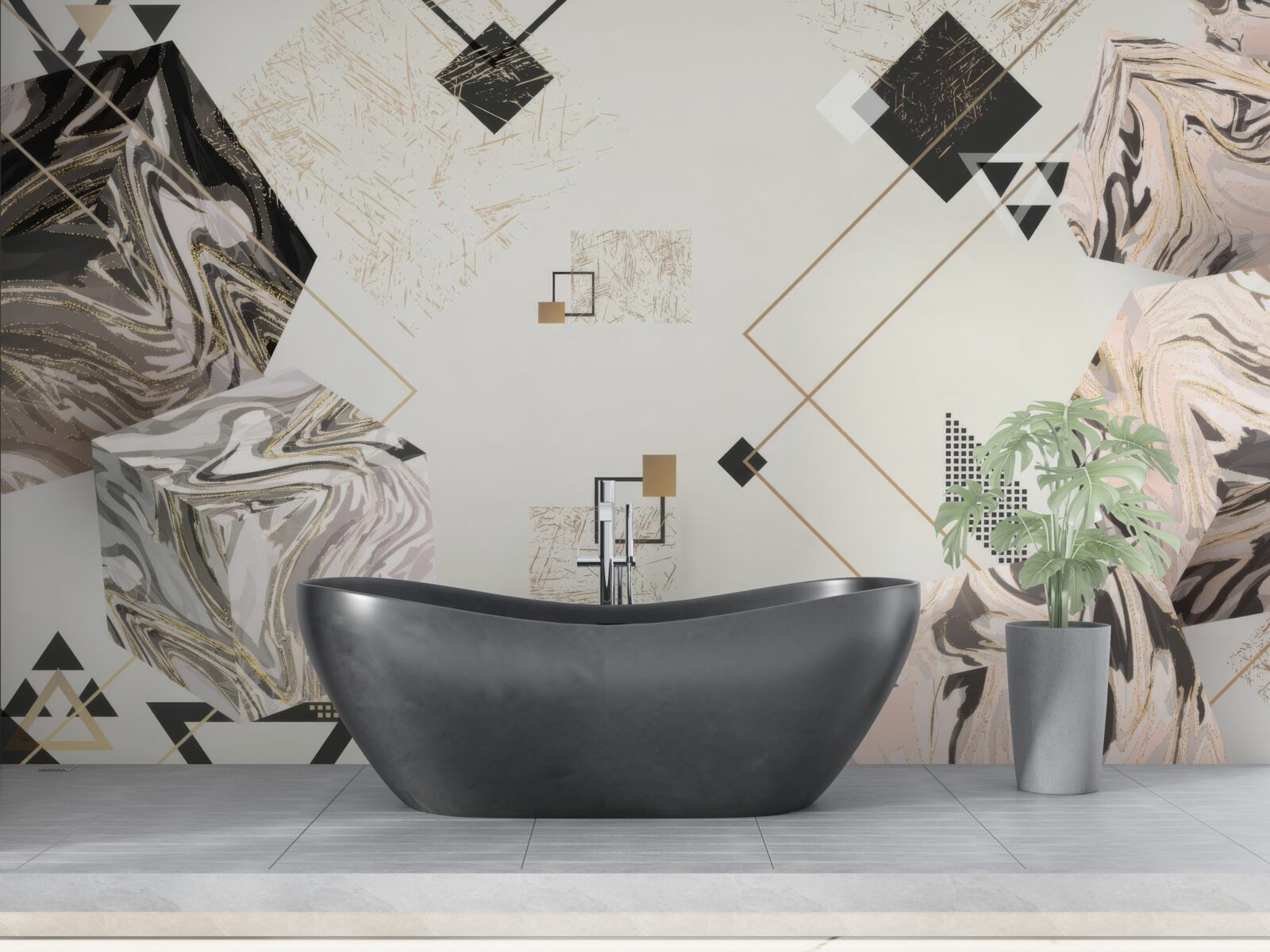 Фотошпалери смугасті кубики з 3d ефектом