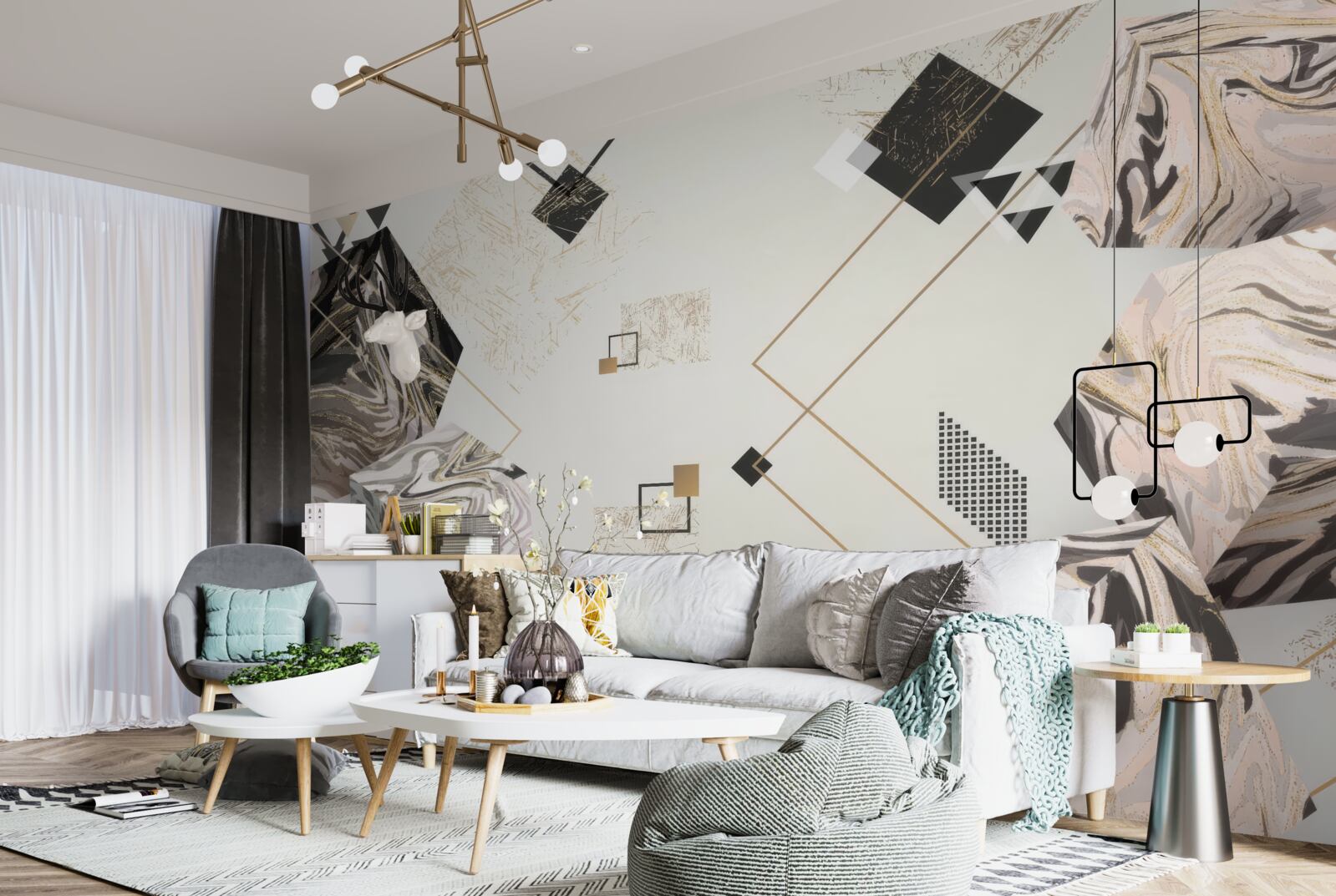 Фотошпалери смугасті кубики з 3d ефектом