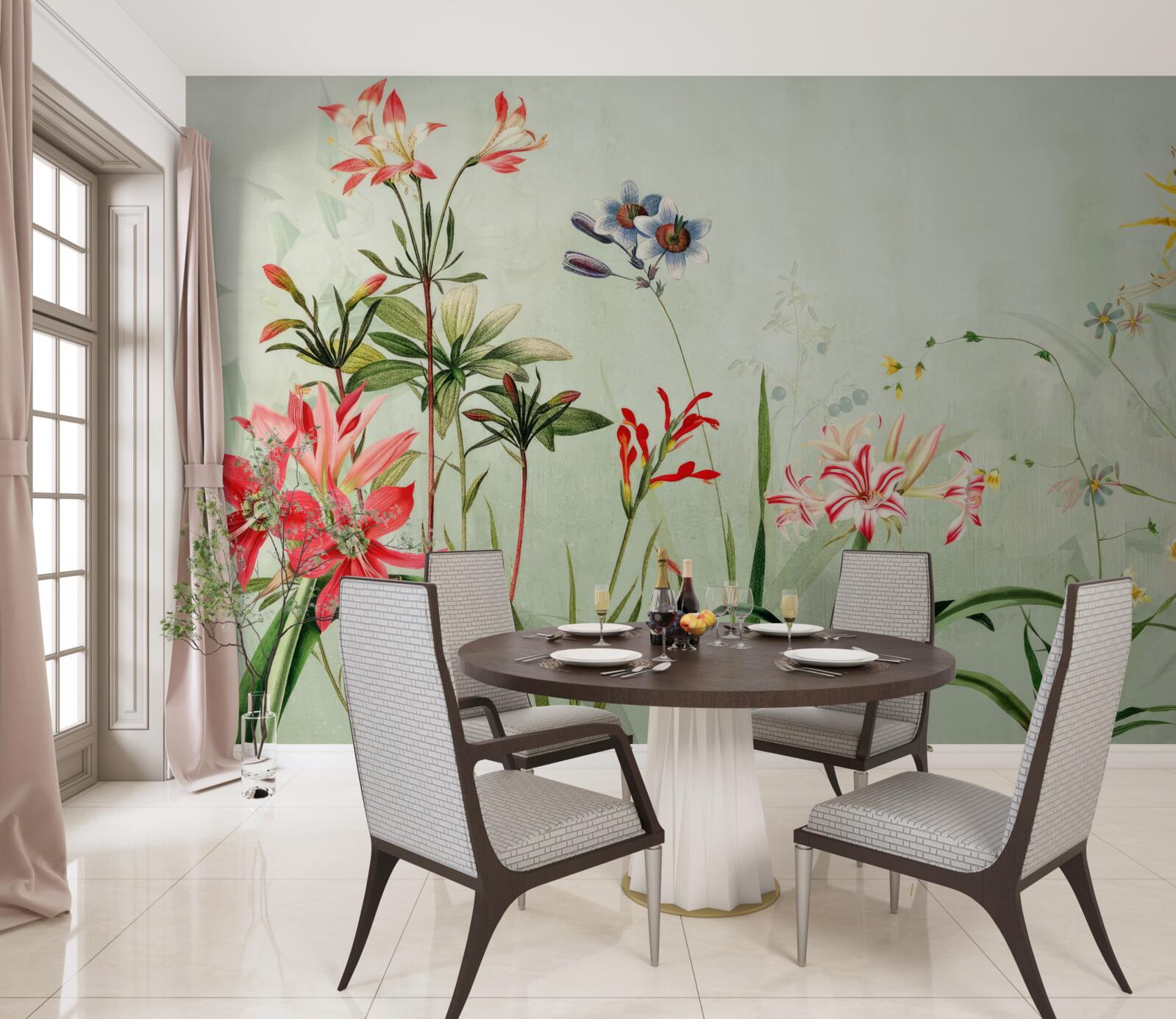 Фотошпалери туман огорнув квіти