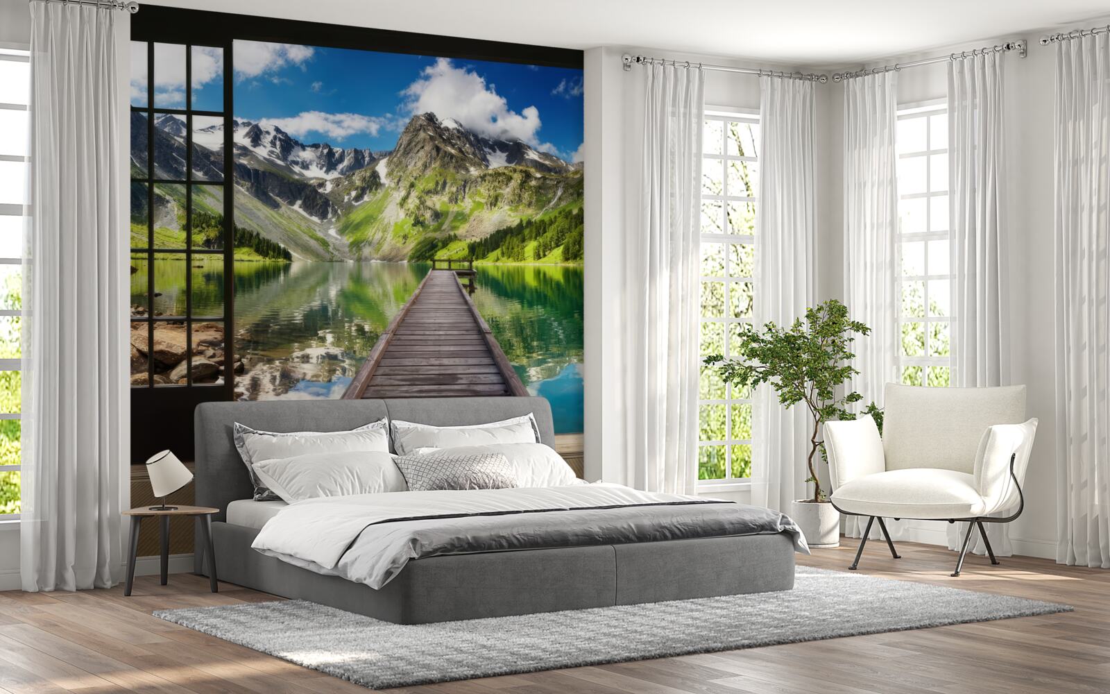 Фотошпалери пейзаж гір, що відкривається з вікна