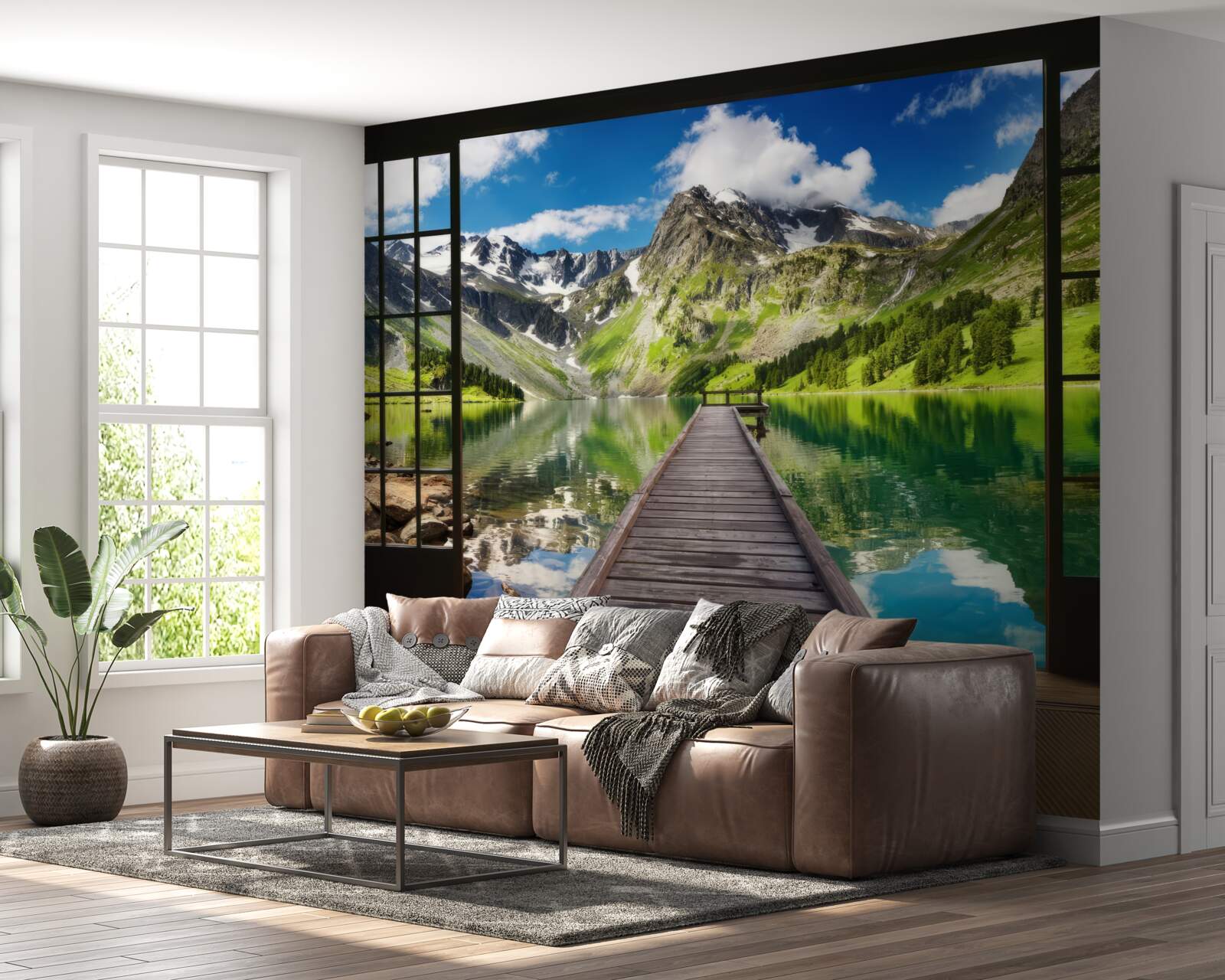 Фотошпалери пейзаж гір, що відкривається з вікна