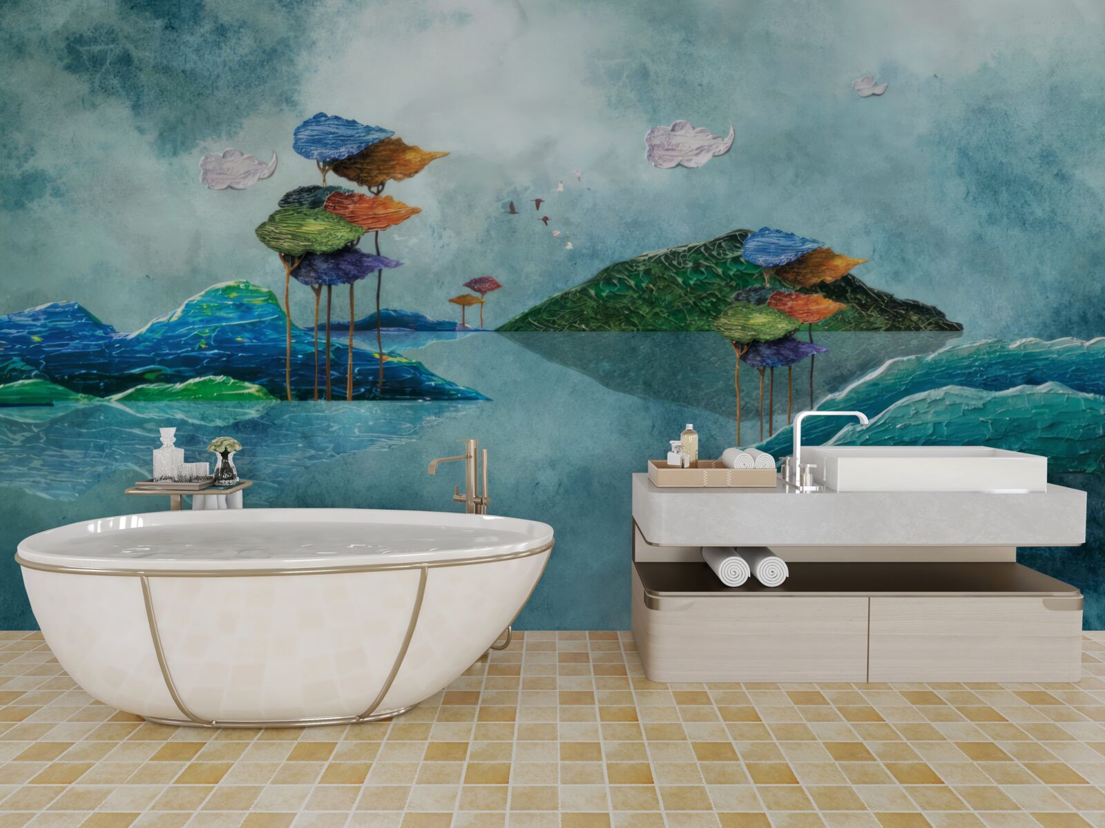 Фотошпалери острів, зображений на картині