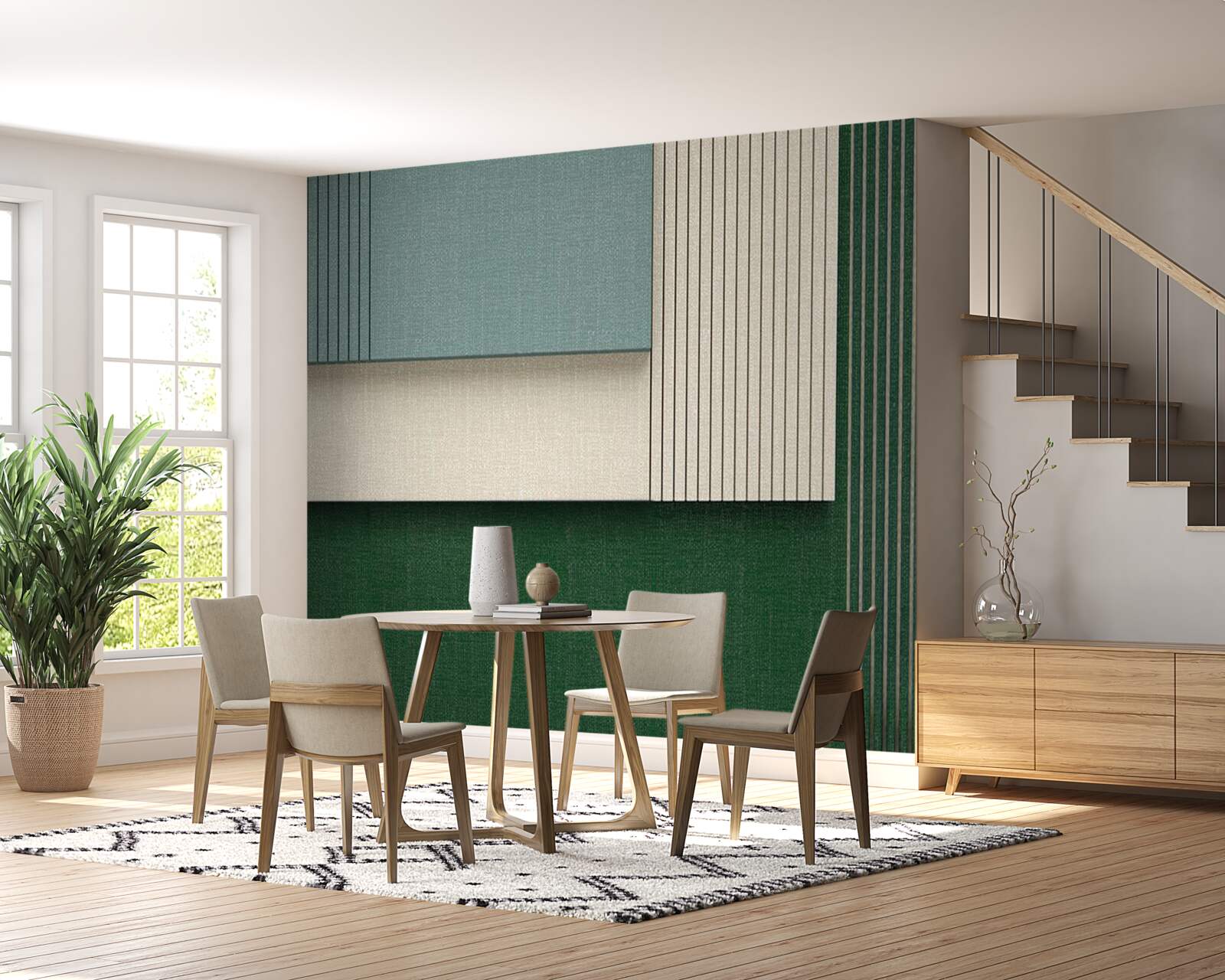 Фотошпалери квадрати синього, бежевого та зеленого кольорів