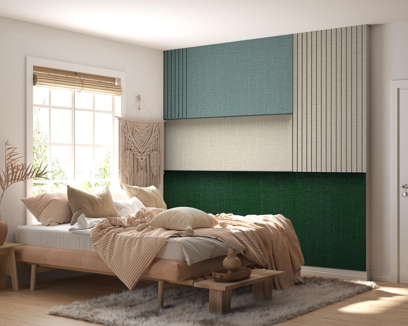 Фотошпалери квадрати синього, бежевого та зеленого кольорів