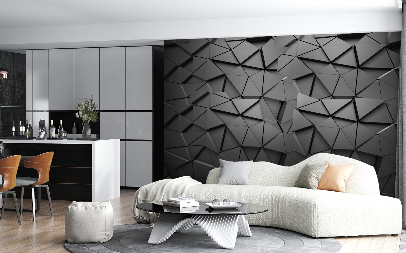 Фотошпалери сірі фігури з об'ємом