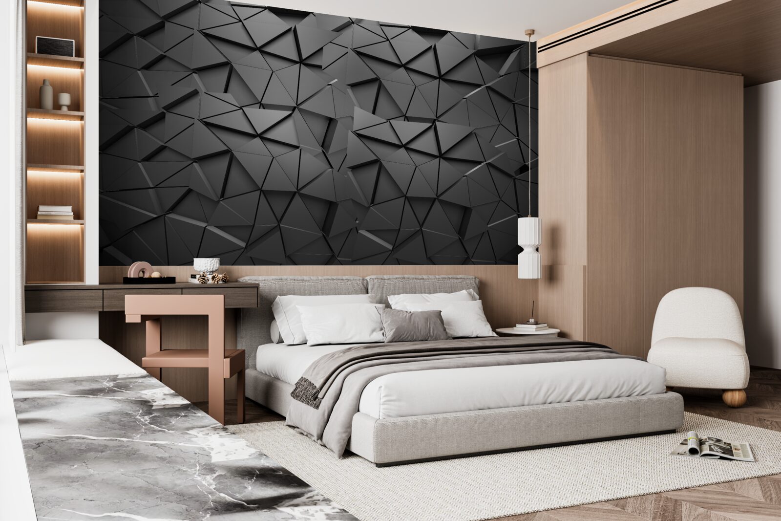 Фотошпалери сірі фігури з об'ємом