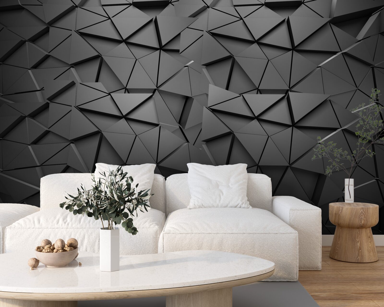 Фотошпалери сірі фігури з об'ємом