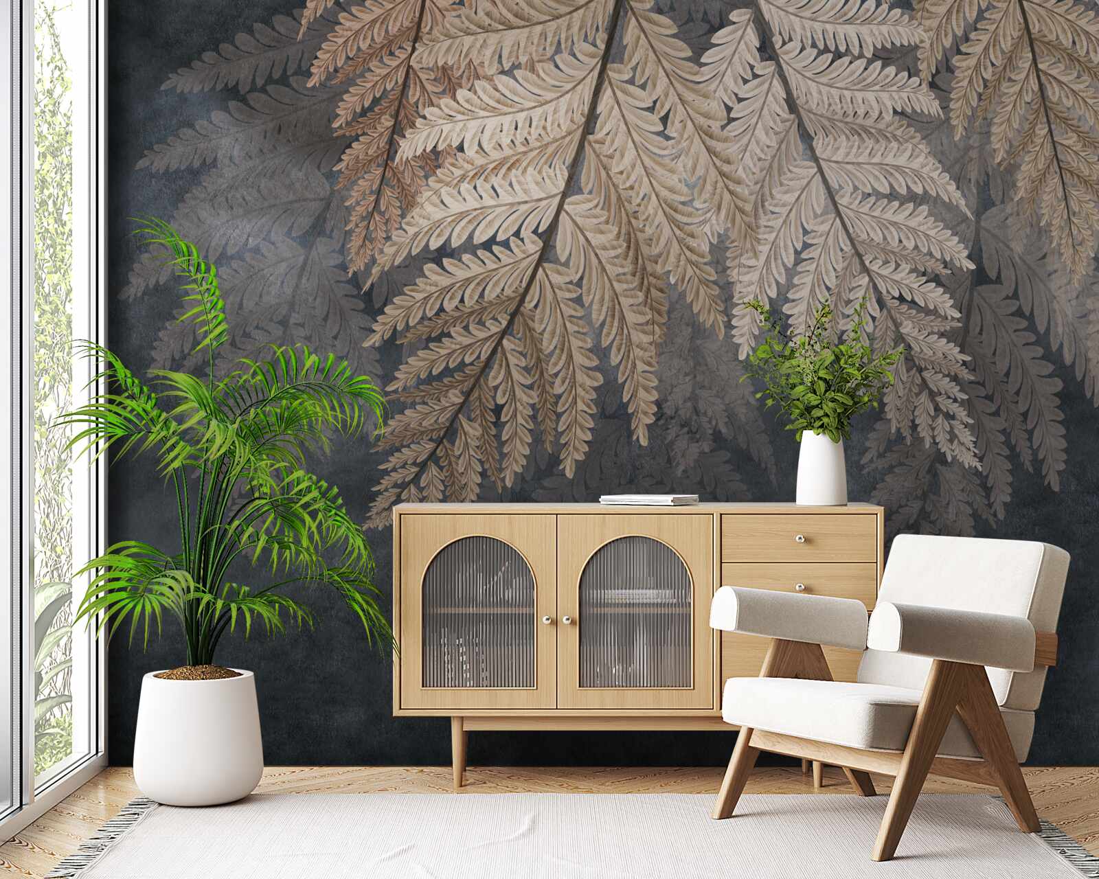 Фотошпалери листя, що падає на темному тлі