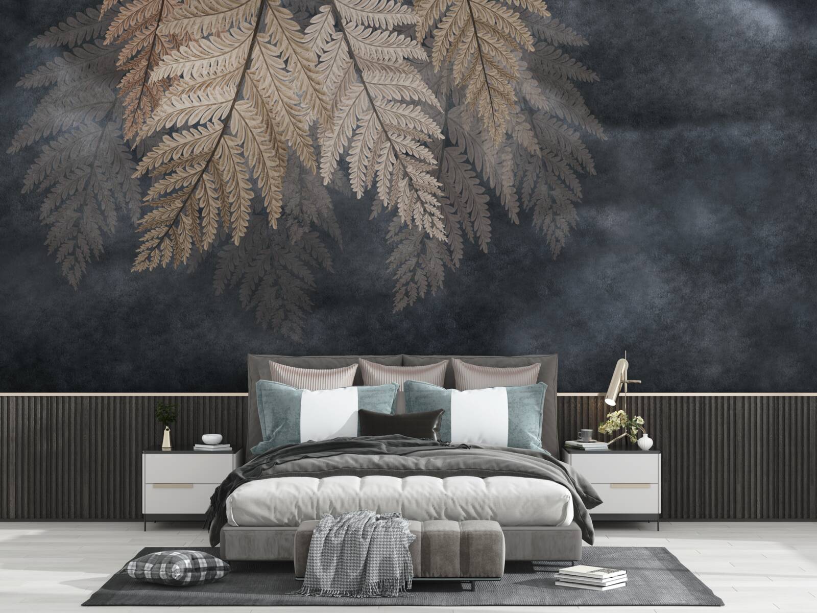 Фотошпалери листя, що падає на темному тлі