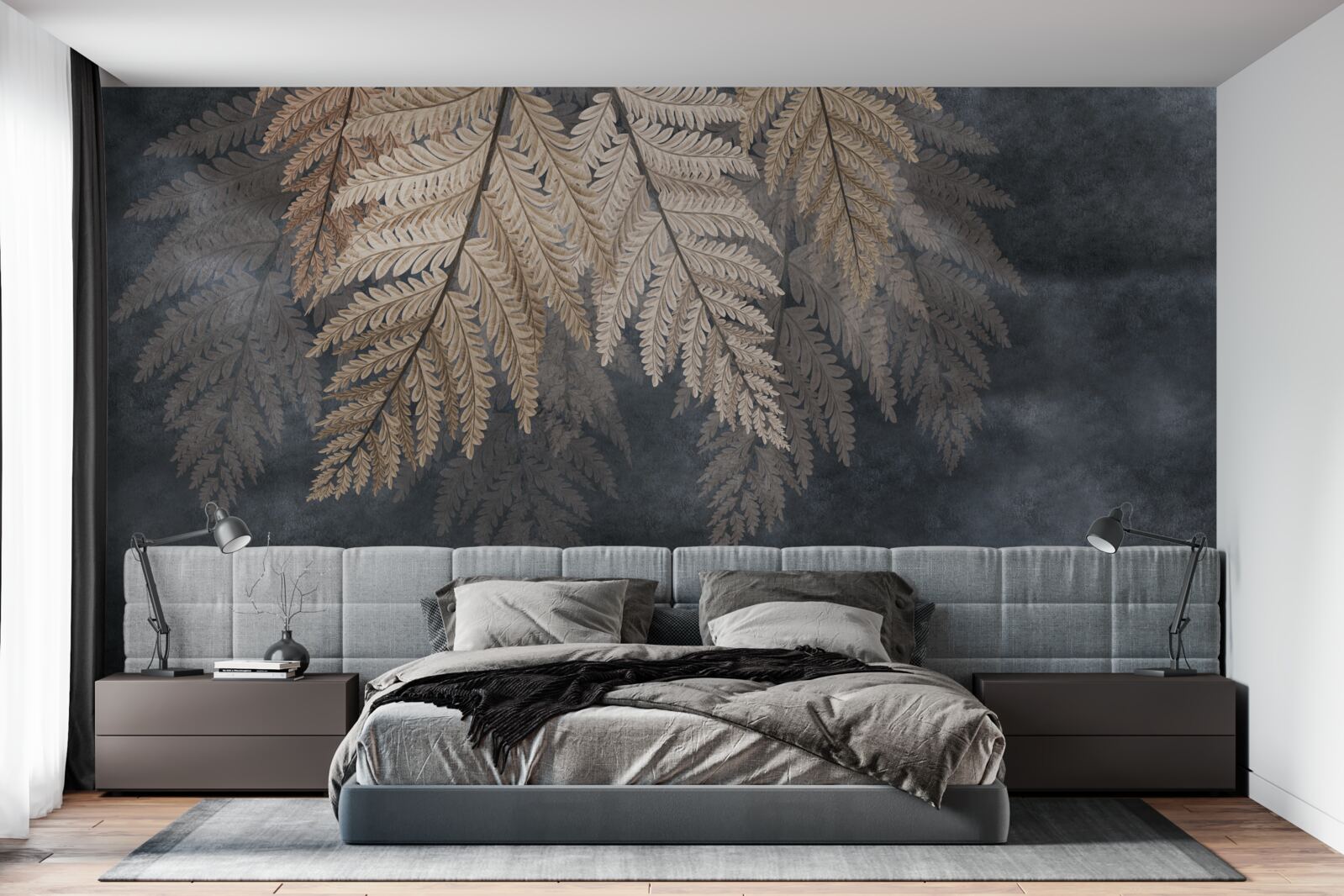 Фотошпалери листя, що падає на темному тлі