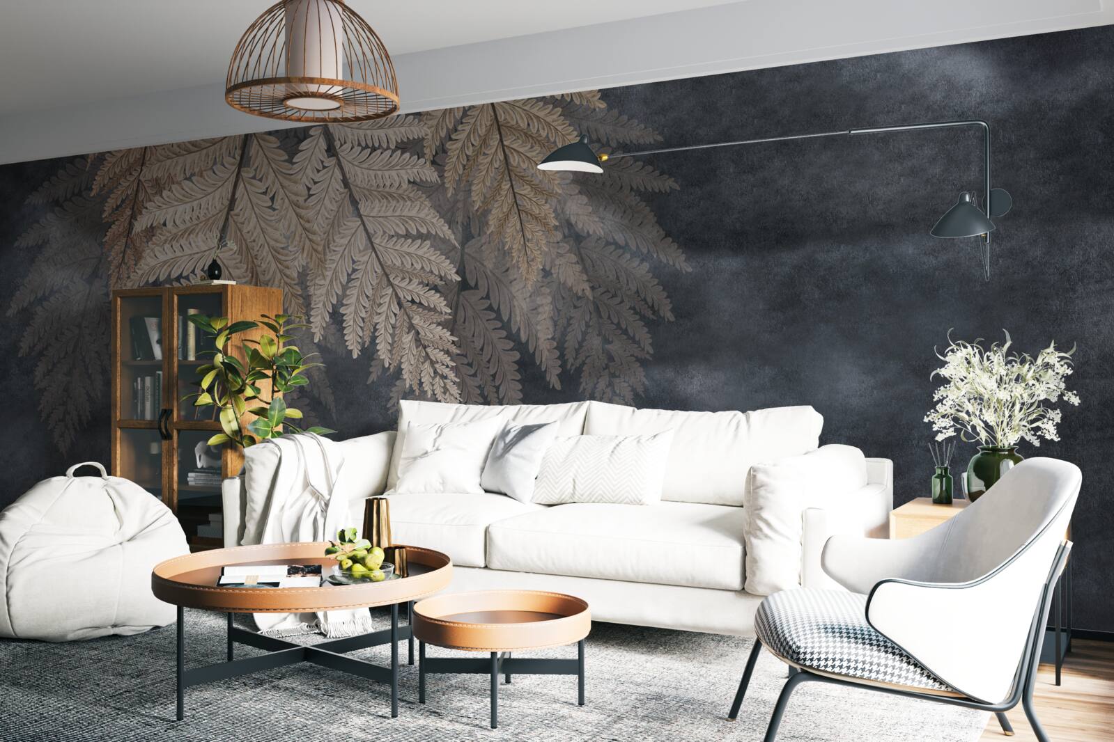 Фотошпалери листя, що падає на темному тлі