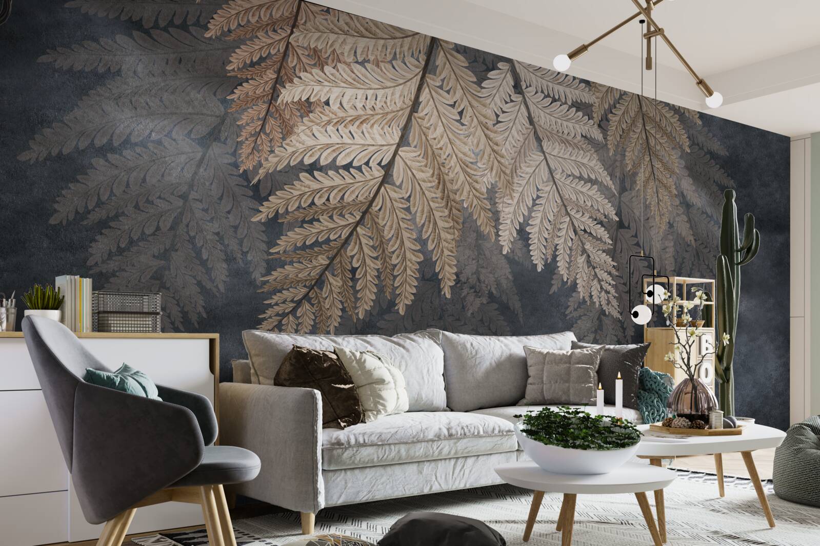 Фотошпалери листя, що падає на темному тлі