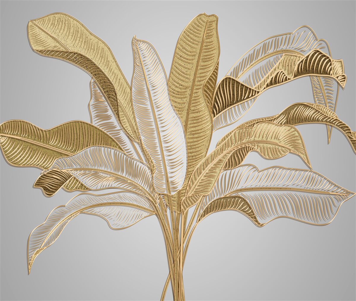 Фотошпалери листя з незвичайними золотистими та білими тонами