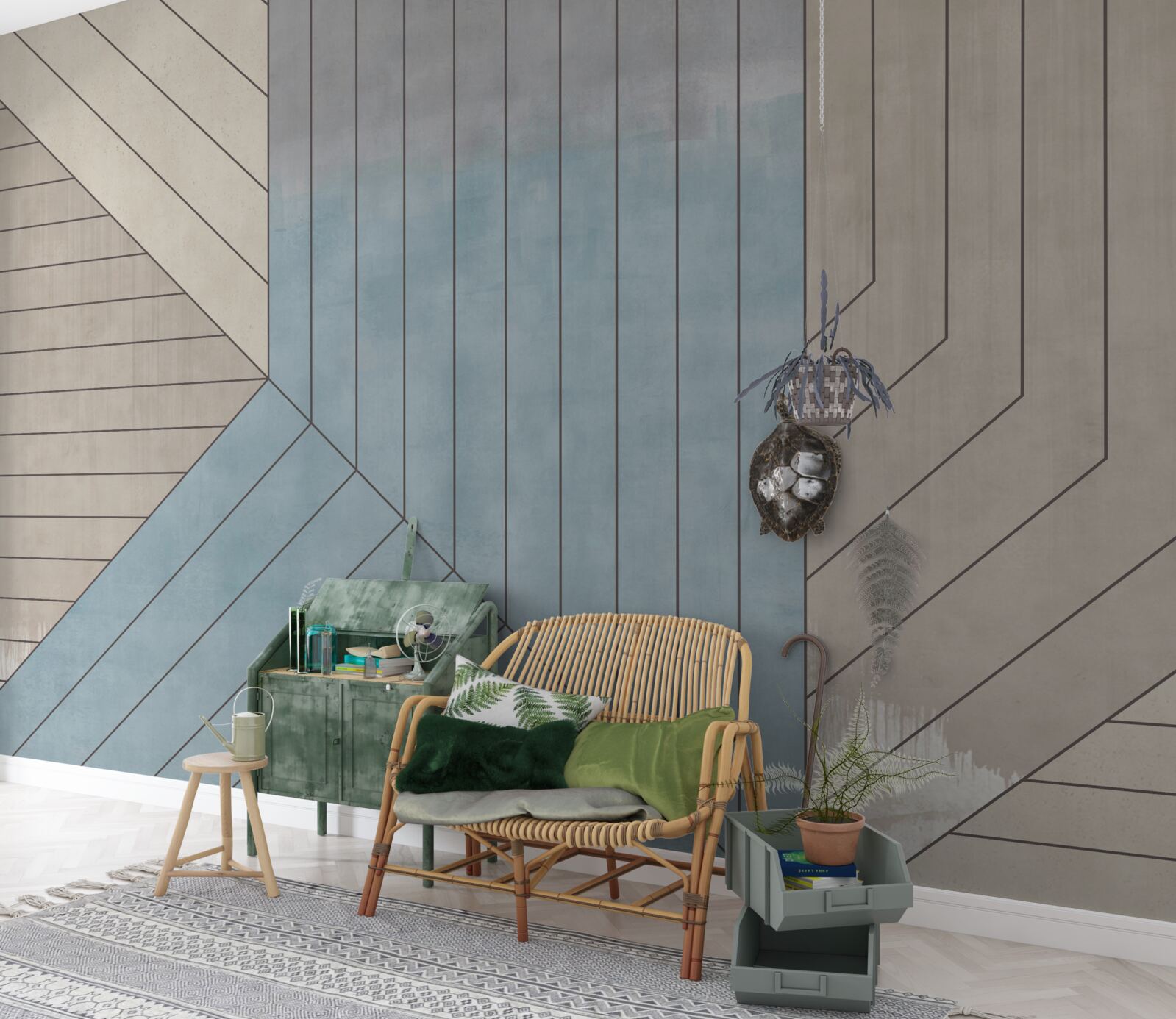 Фотошпалери синюваті та розмиті лінії