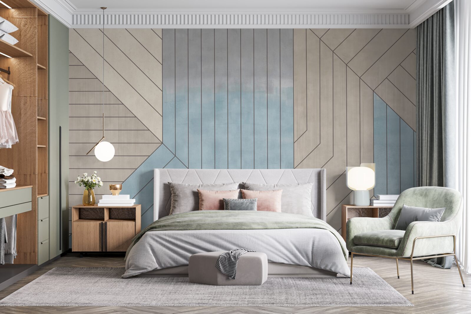 Фотошпалери синюваті та розмиті лінії