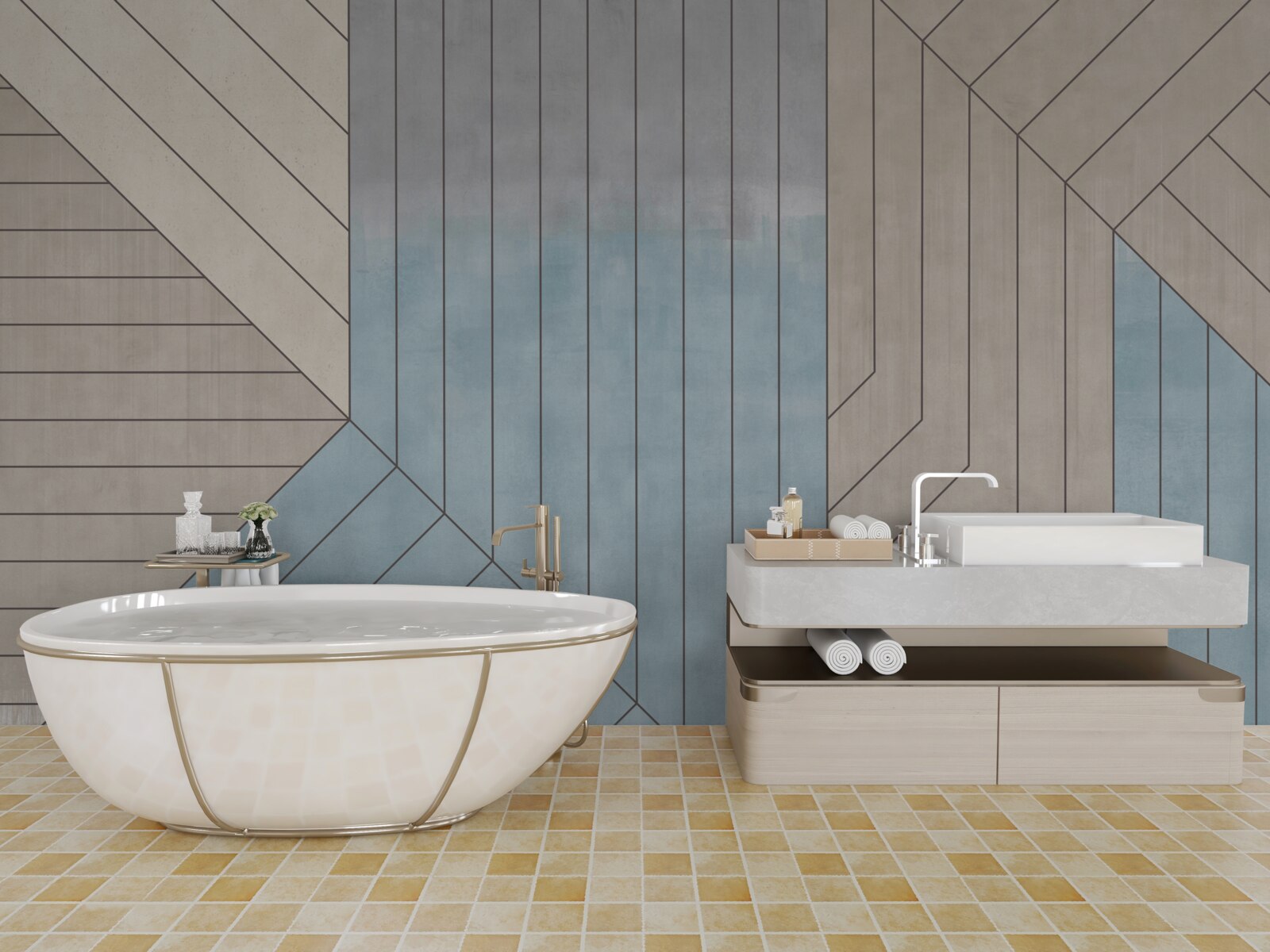 Фотошпалери синюваті та розмиті лінії