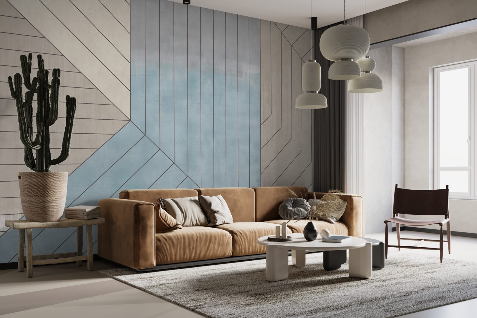 Фотошпалери синюваті та розмиті лінії