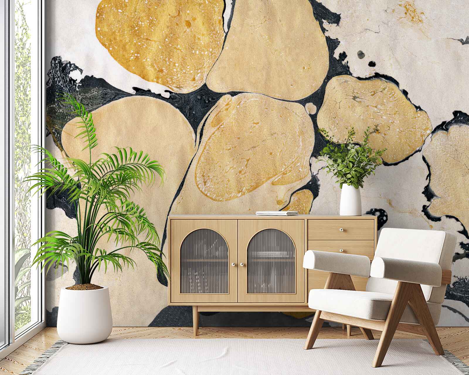 Фотошпалери плями білого, чорного та коричневого кольорів