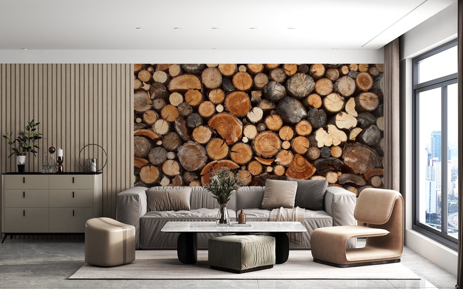 Фотошпалери різні дерев'яні колоди