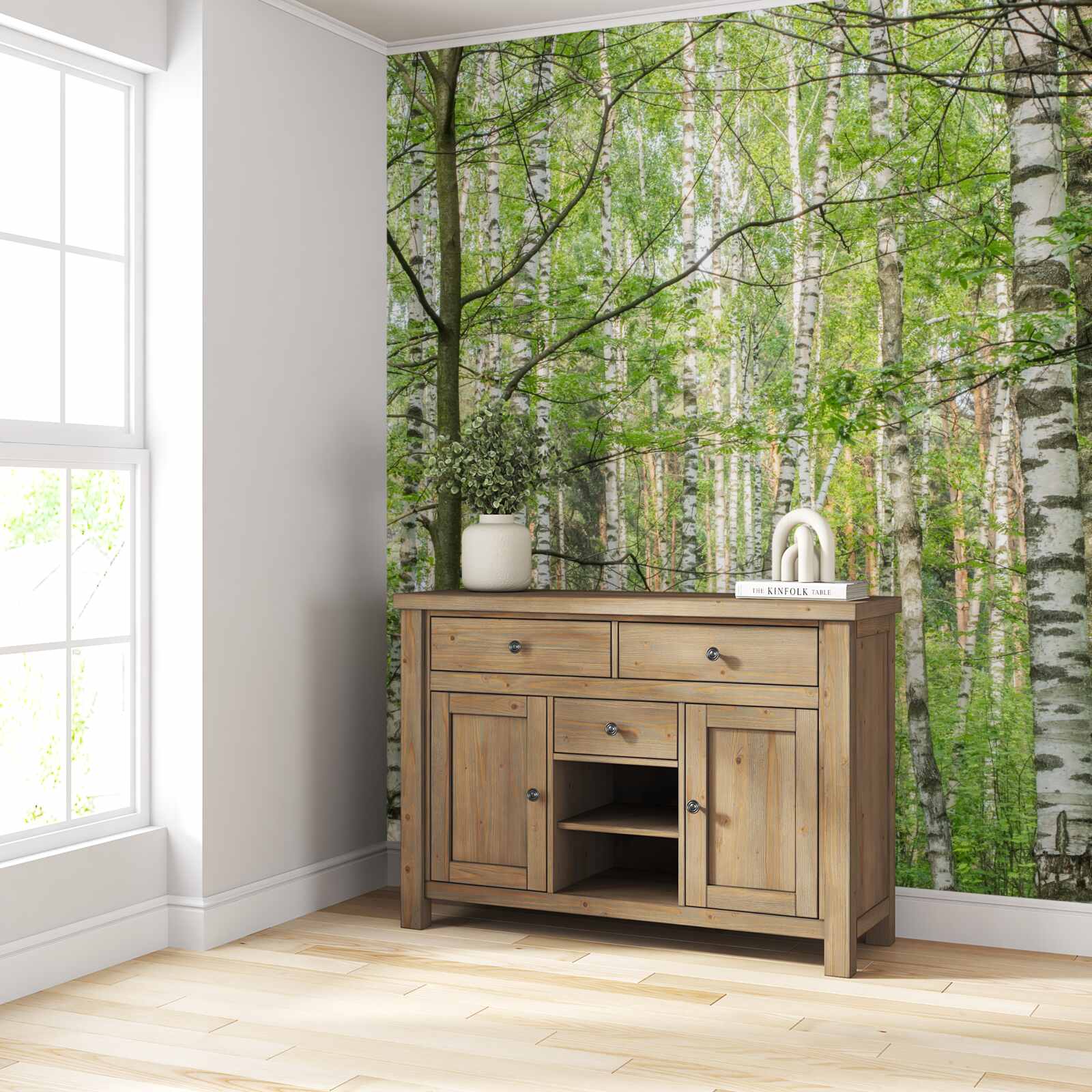 Фотошпалери ліс, густо вкритий березами