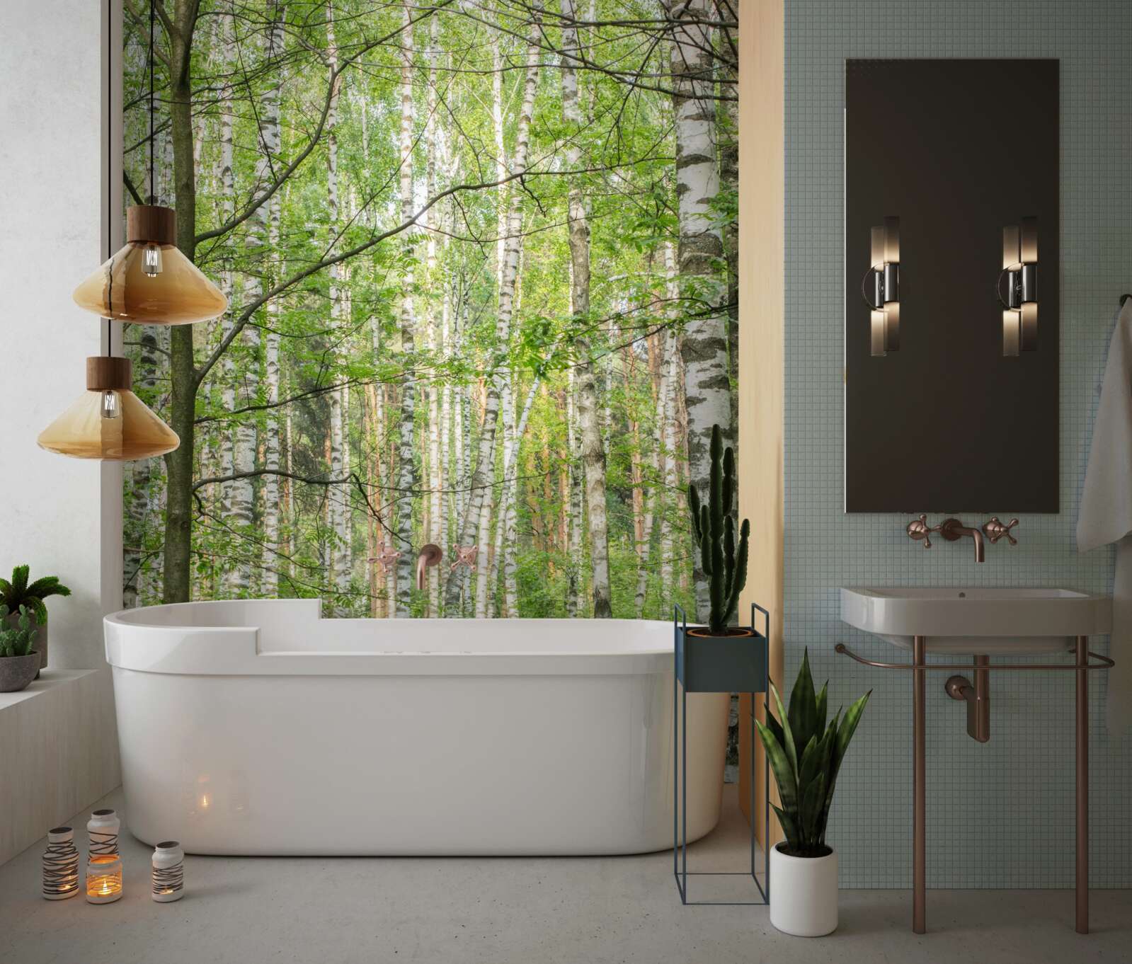 Фотошпалери ліс, густо вкритий березами