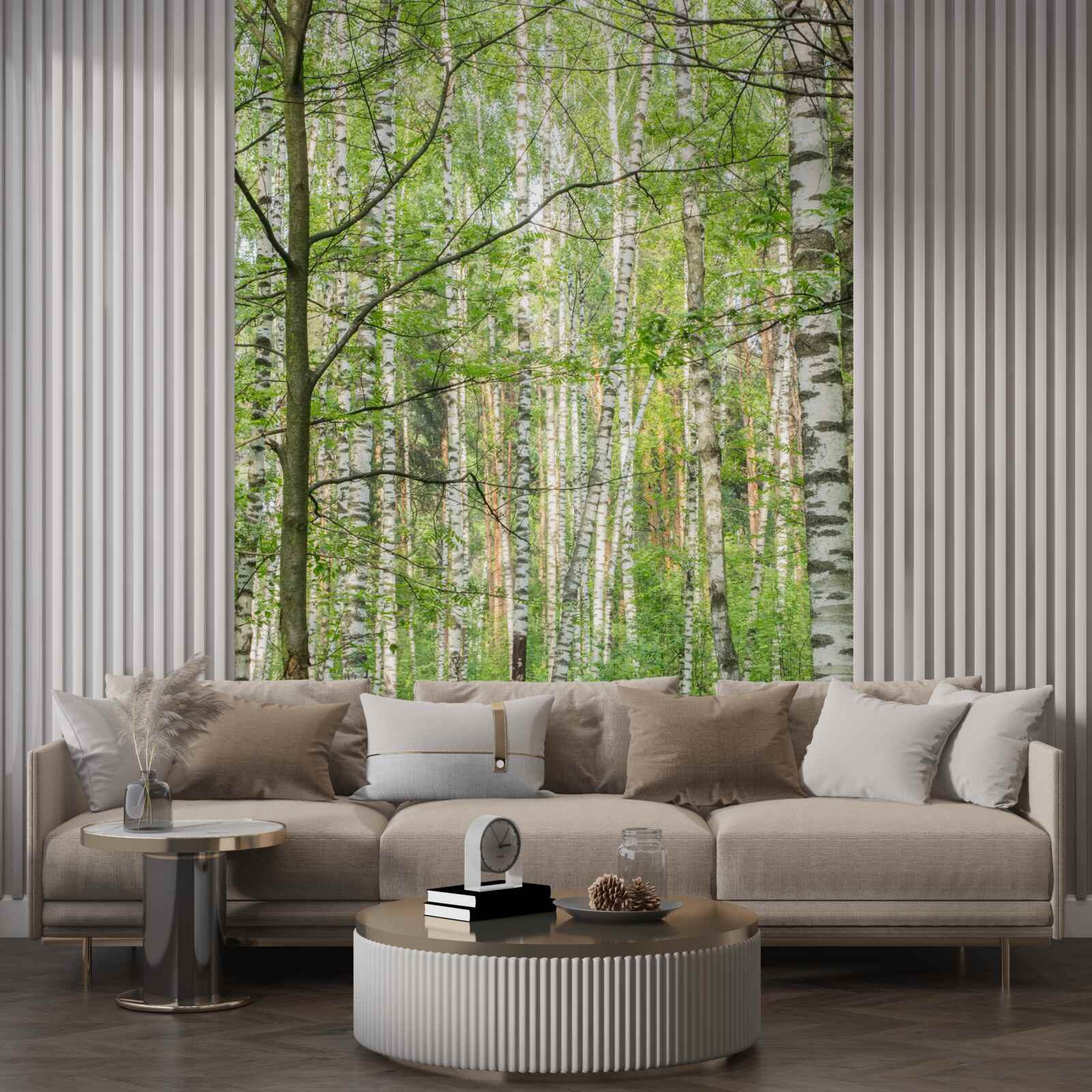 Фотошпалери ліс, густо вкритий березами