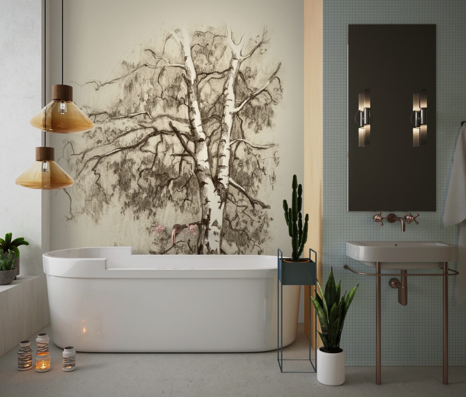 Фотошпалери береза на малюнку