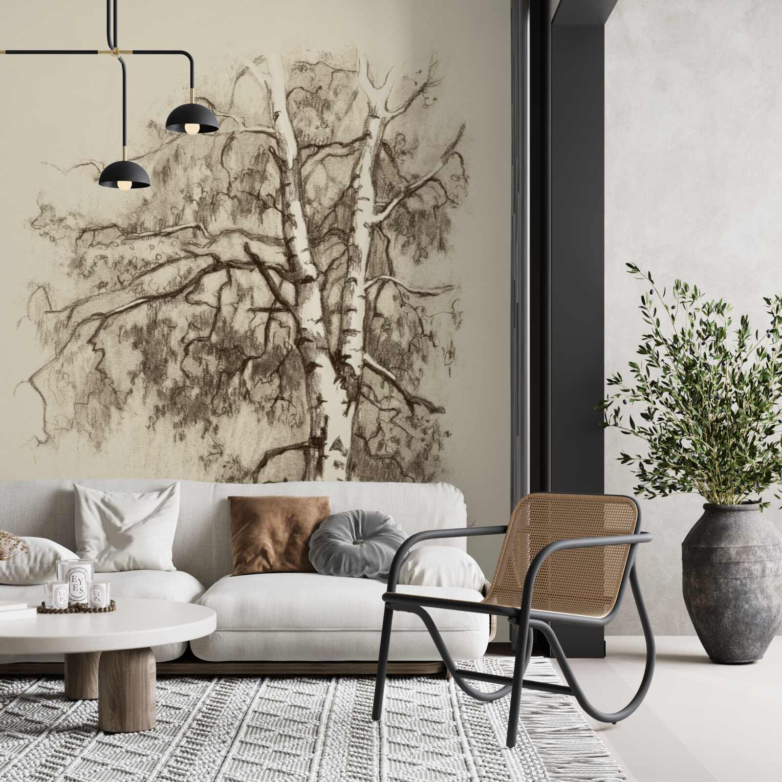 Фотошпалери береза на малюнку