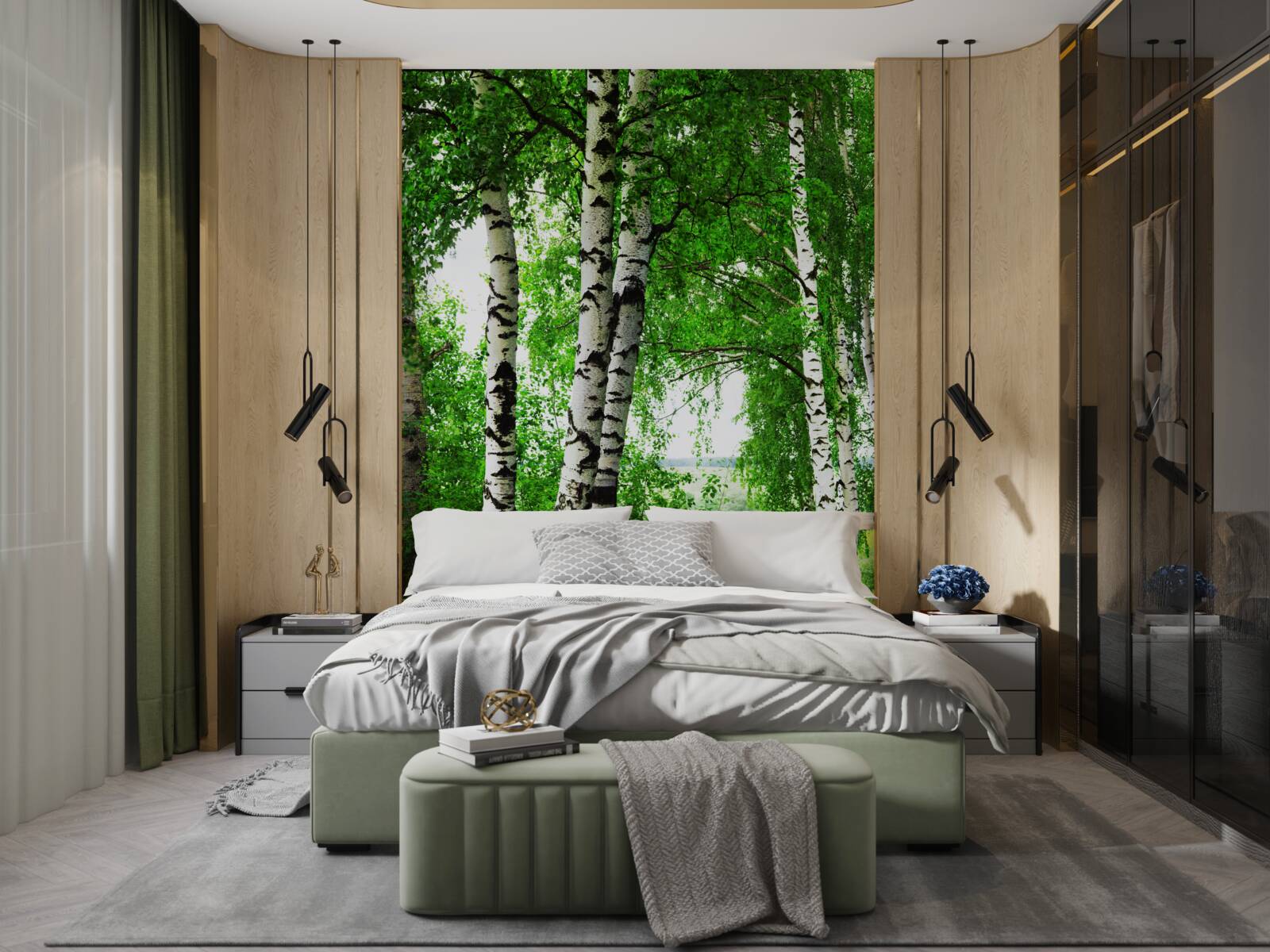 Фотошпалери гайок беріз на галявині