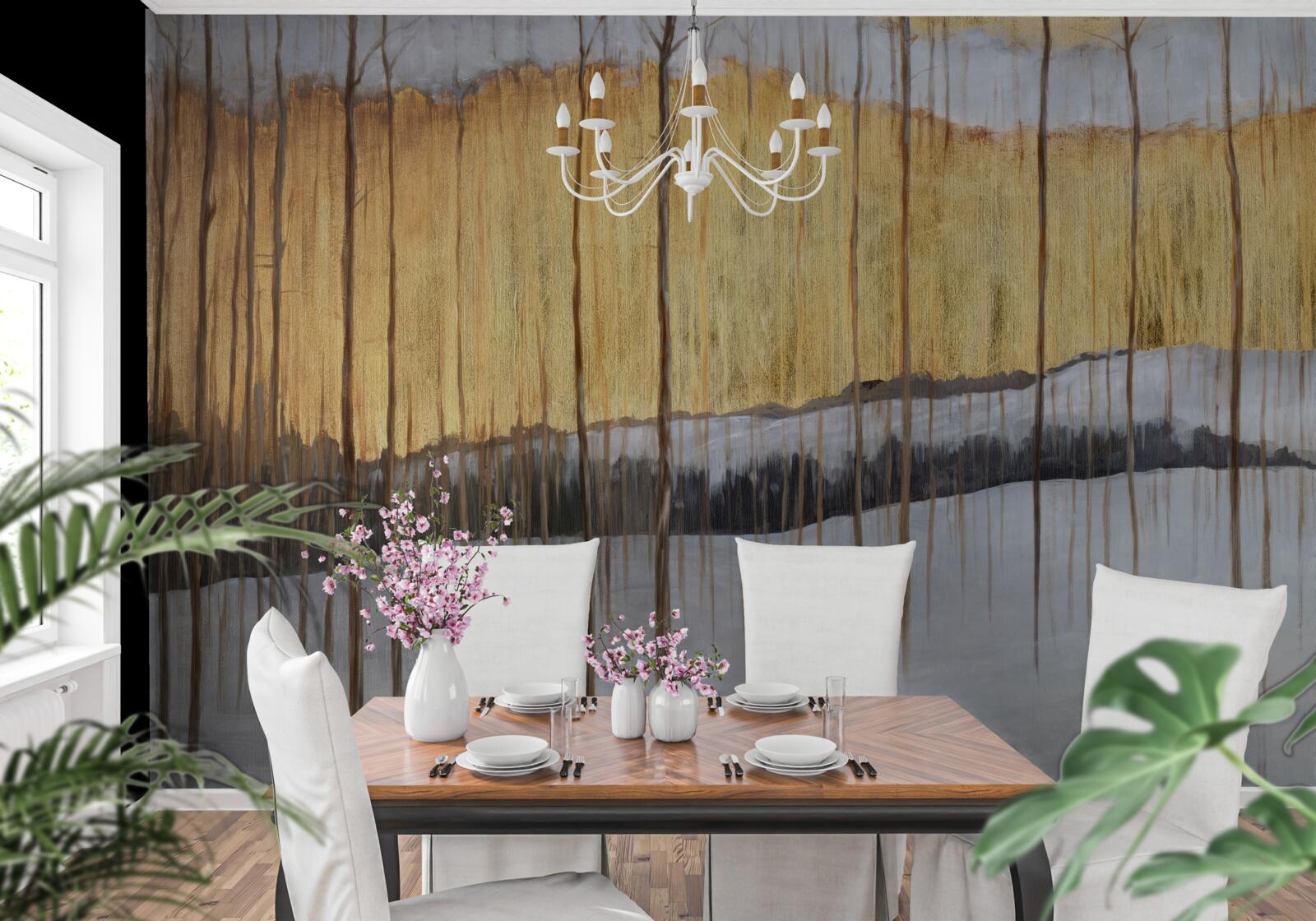 Фотошпалери контури витончених стовбурів дерев