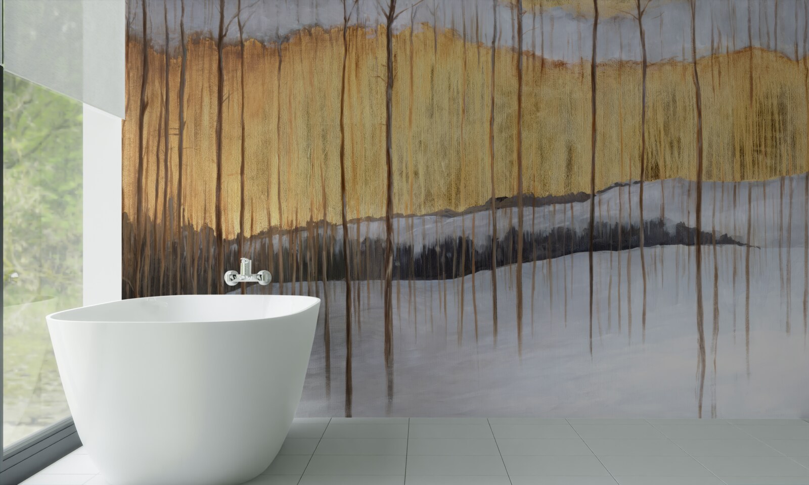 Фотошпалери контури витончених стовбурів дерев